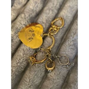 Juicy couture royal multi ring  engagement ring bag charm /fob keychain gold pav